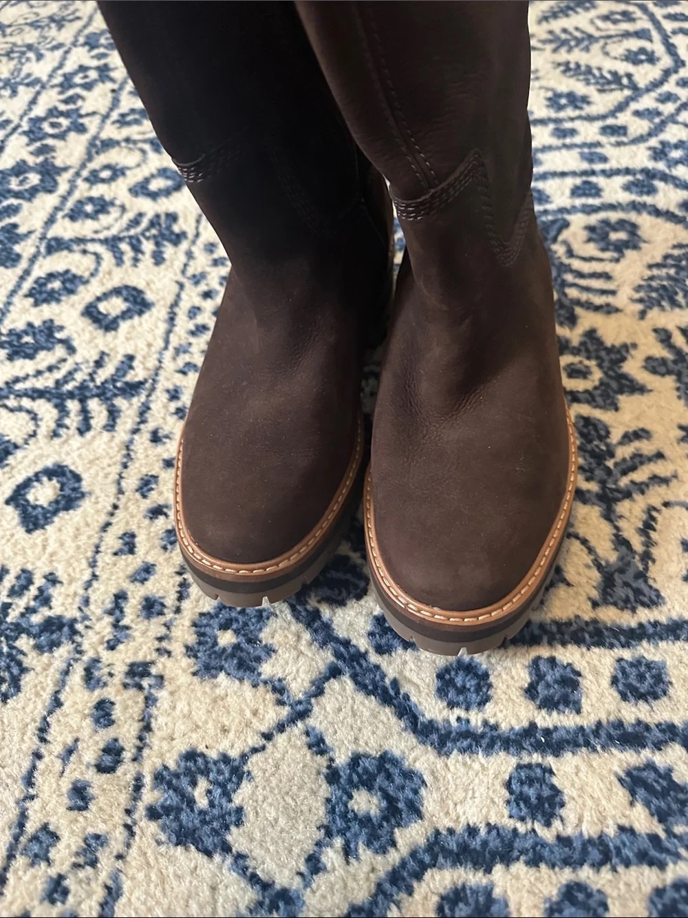 Timberland Courmayeur Dark Brown Suede Knee-High Lug Sole Boots